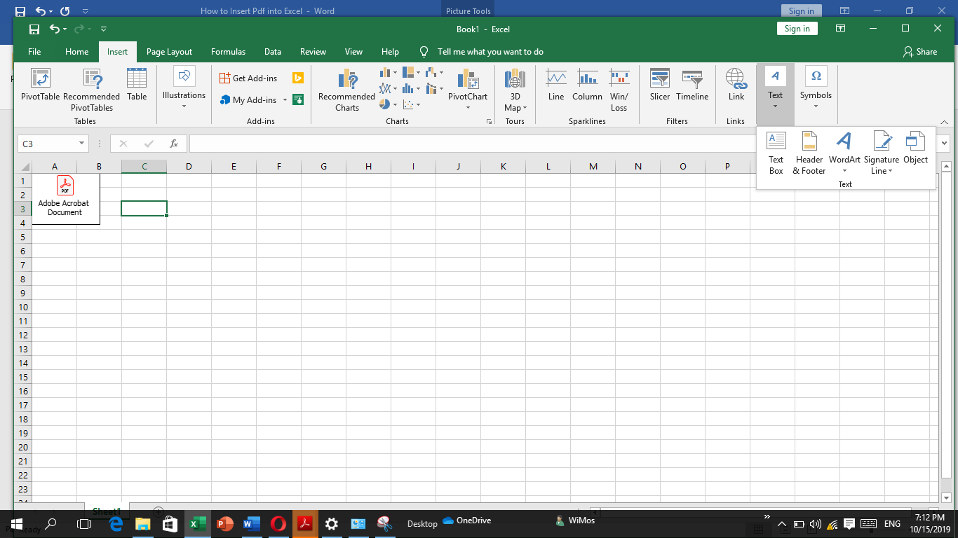 excel for mac insert word document